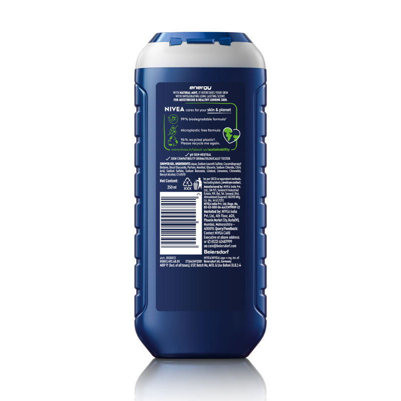 Nivea MEN Body Wash, Energy with Mint Extracts, Shower Gel for Body, Face & Hair, 250ml Buy at Indicrest Image 10