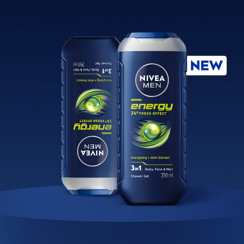 Nivea MEN Body Wash, Energy with Mint Extracts, Shower Gel for Body, Face & Hair, 250ml Buy at Indicrest Image 3