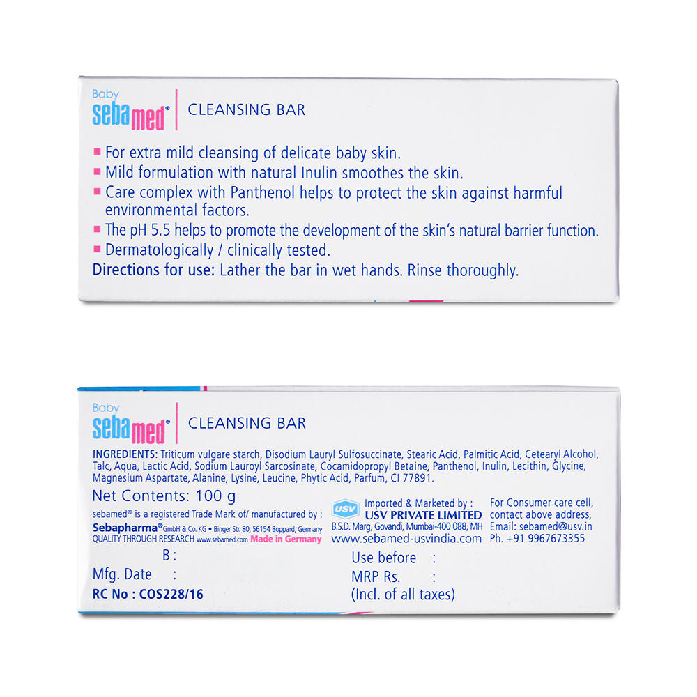 Sebamed Baby Cleansing Bar, PH 5.5, With Panthenol, No Tears & Soap Free Bar, For Delicate Skin, 100g Buy at Indicrest Image 3