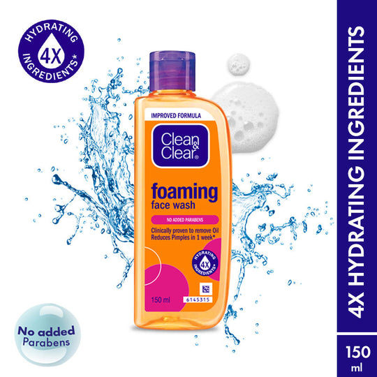 Clean & Clear Foaming Face Wash - Hydrating Cleanser for Oily Skin & Reduces Acne In 7 Days, 150ml Buy at Indicrest