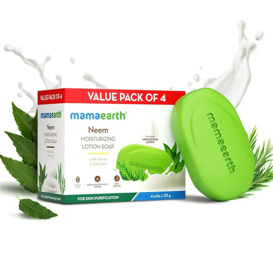 Mamaearth Neem and Tea Tree Moisturizing Lotion Soap, 4x125g Buy at Indicrest